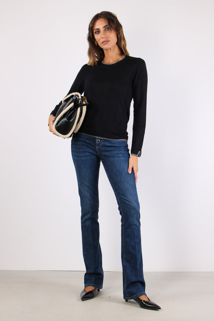 Maglia Gircollo Viscosa Lurex Nero
