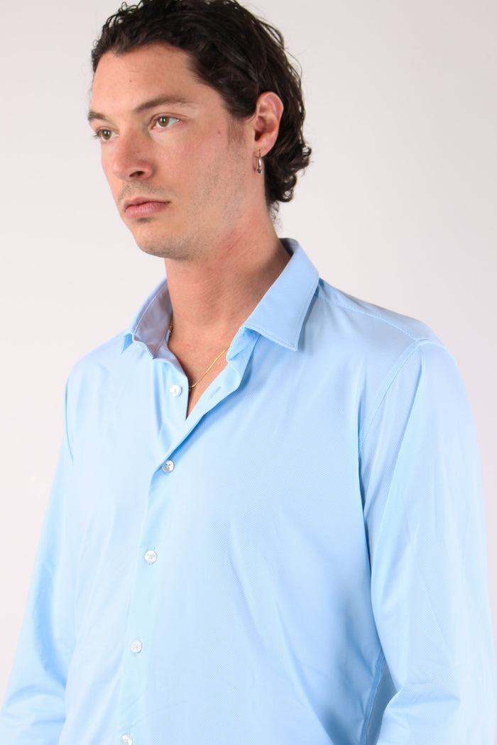 Camicia Tessuto Tecnico Micro Fantasia White-7