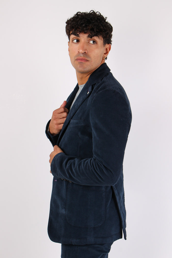 Giacca Velluto Liscio Blu-6