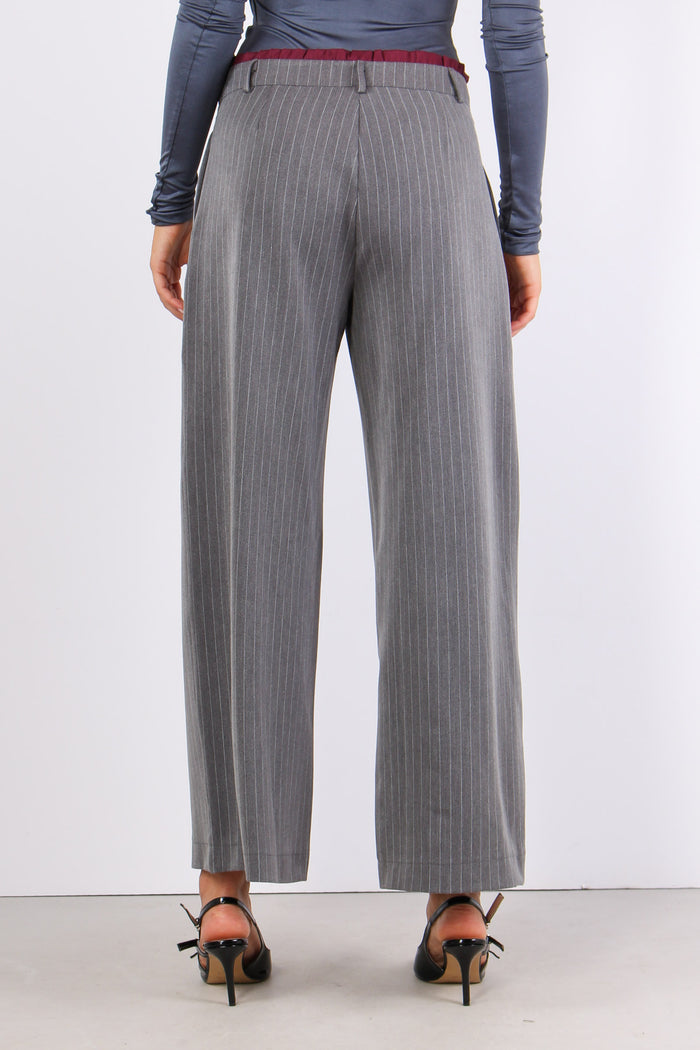 Pantalone Palazzo Gessato Grigio-5