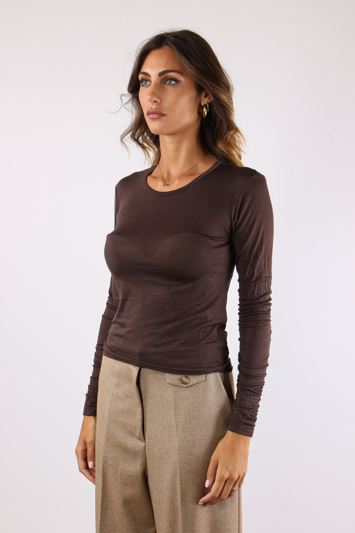 T-shirt Arriccio Manica Modal Moro-3