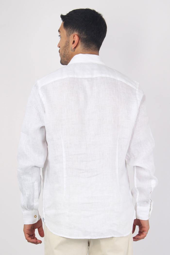 Camicia 100%lino Bianco-3