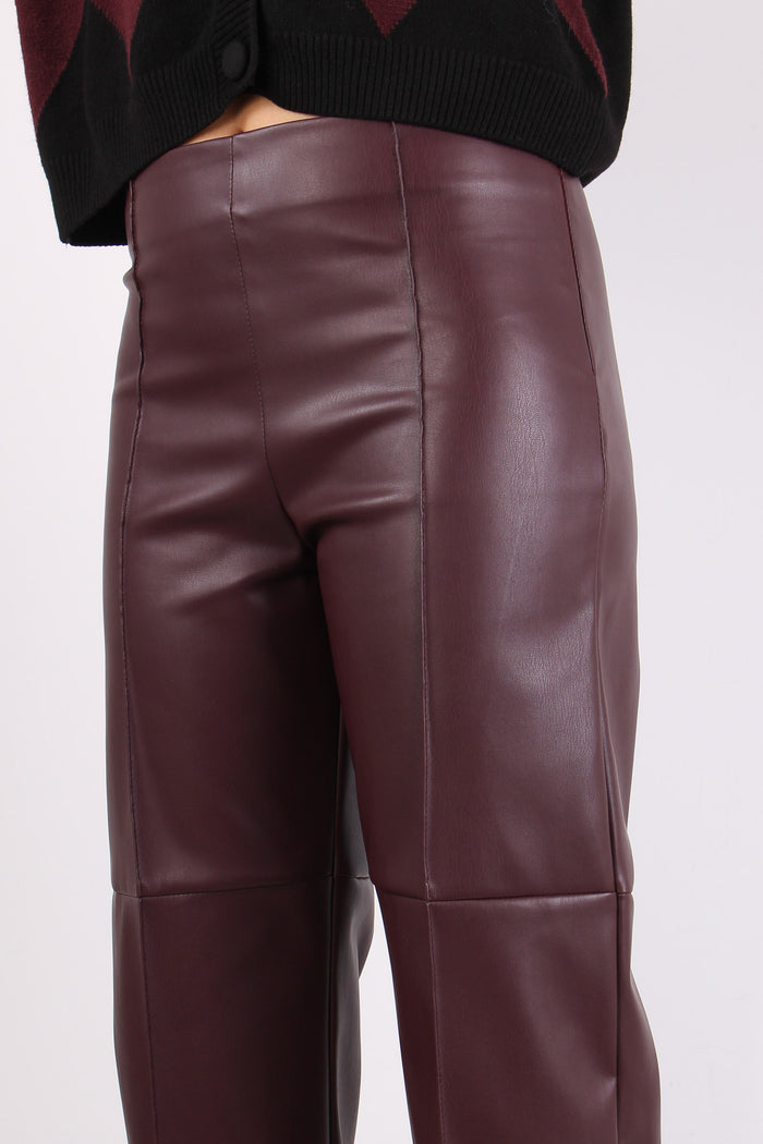 Pantalone Dritto Ecopelle Bordeaux-6