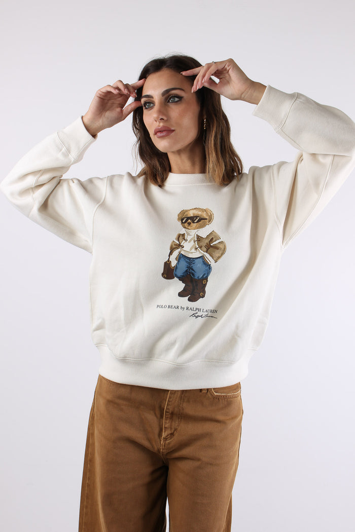Felpa Stampa Orso Antique Cream-2