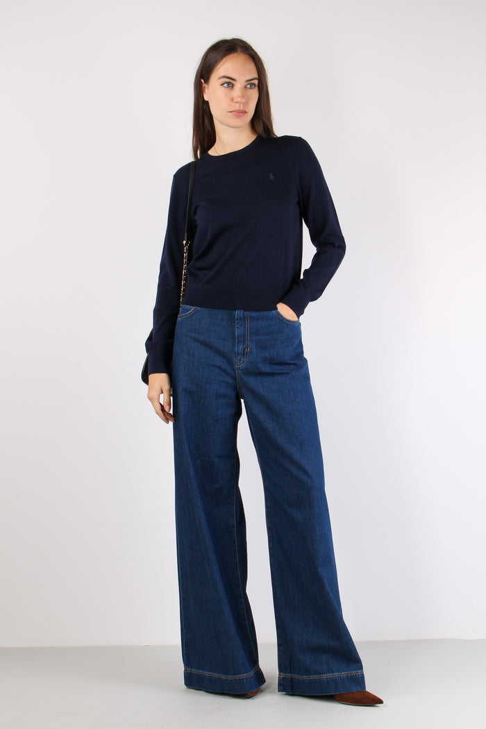 Maglia Girocollo Lana Hunter Navy-6