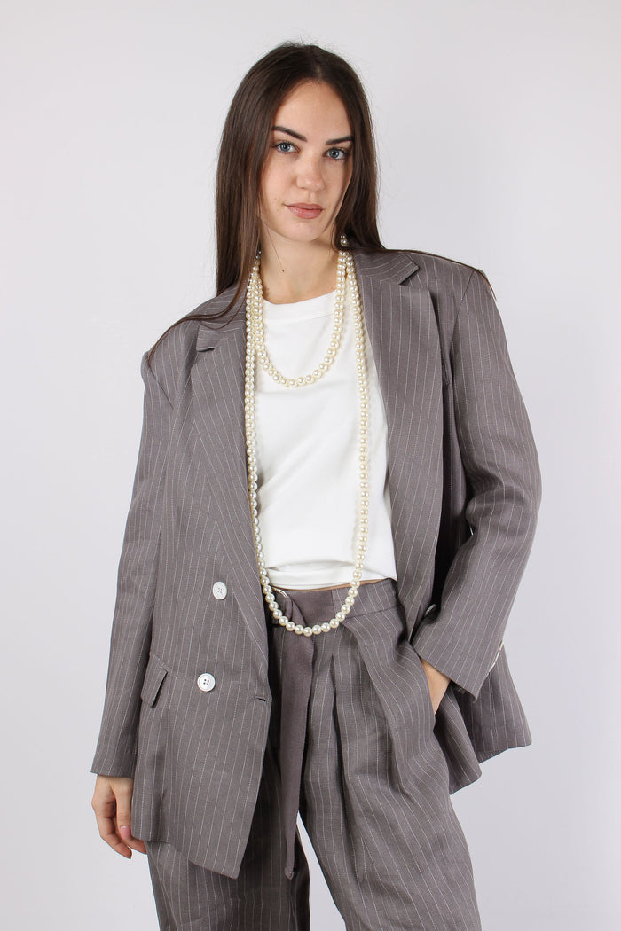 Giacca Lino Gessata Grigio-2
