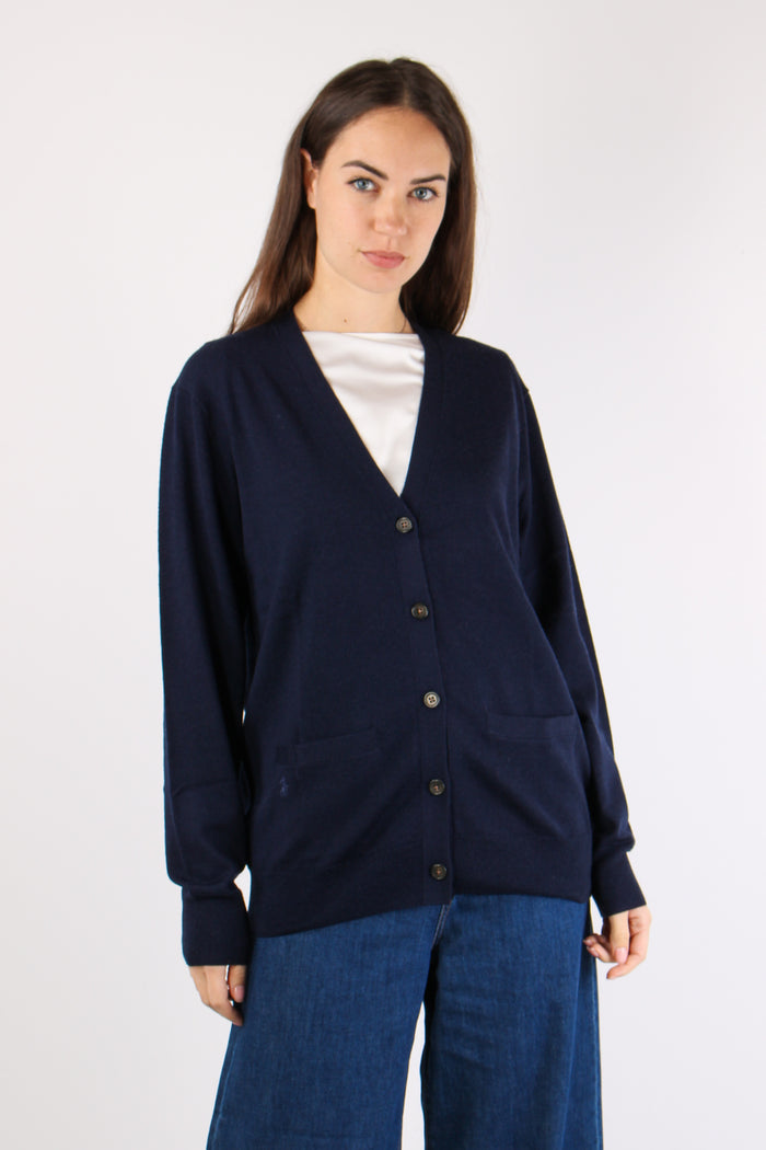 Cardigan Over Tasche Applicate Hunter Navy-4