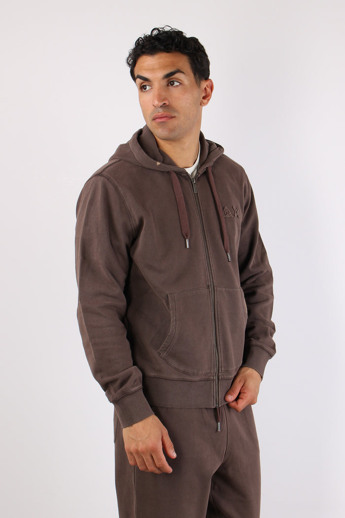 Felpa Full Zip Delavee Marrone-4