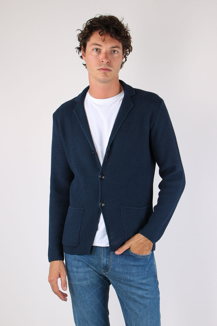 Cardigan Tessuto Lavorato Blu-2