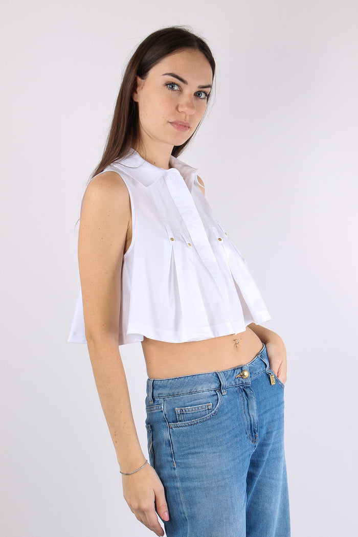 Camicia Corta Smanicata Bianco-9