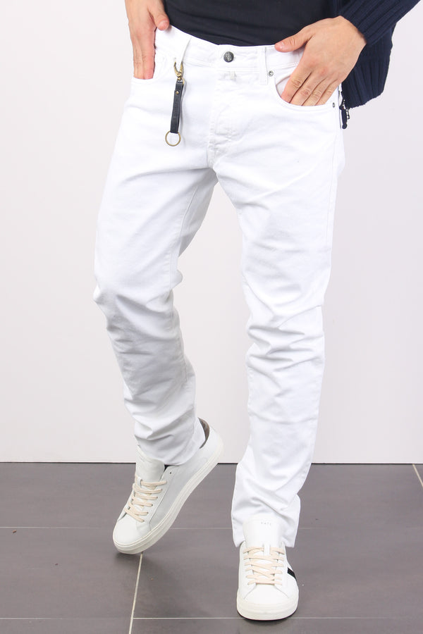 Jeans Cinque Tasche Logo Bianco Ottico-2