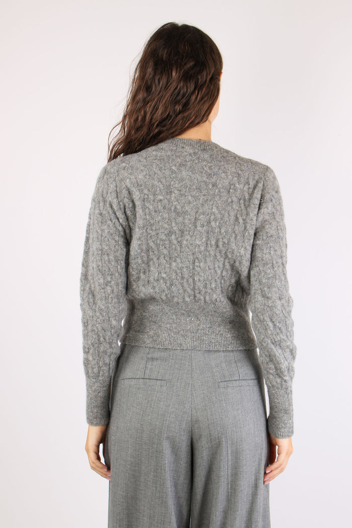 Mllcerta Cardigan Bottonato Grigio-4