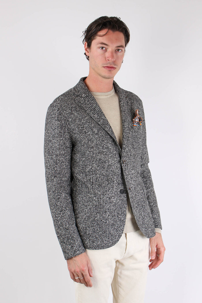 Giacca Micro Quadro Bianco/nero-7