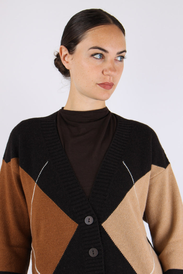 Cardigan Bottoni Intarsio Ebano-7