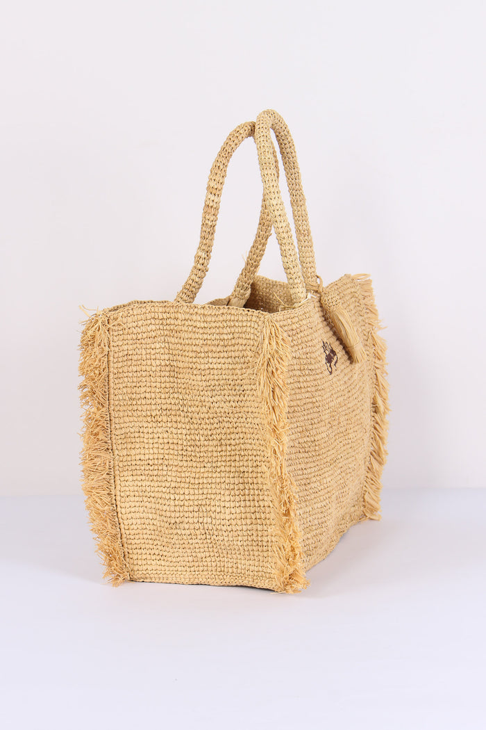 Vanity Raffia Frange Cammello-5