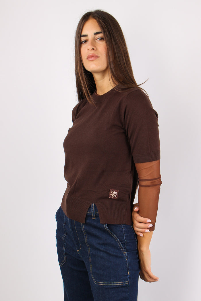 Maglia Mc Viscosa Lana Cioccolato-5
