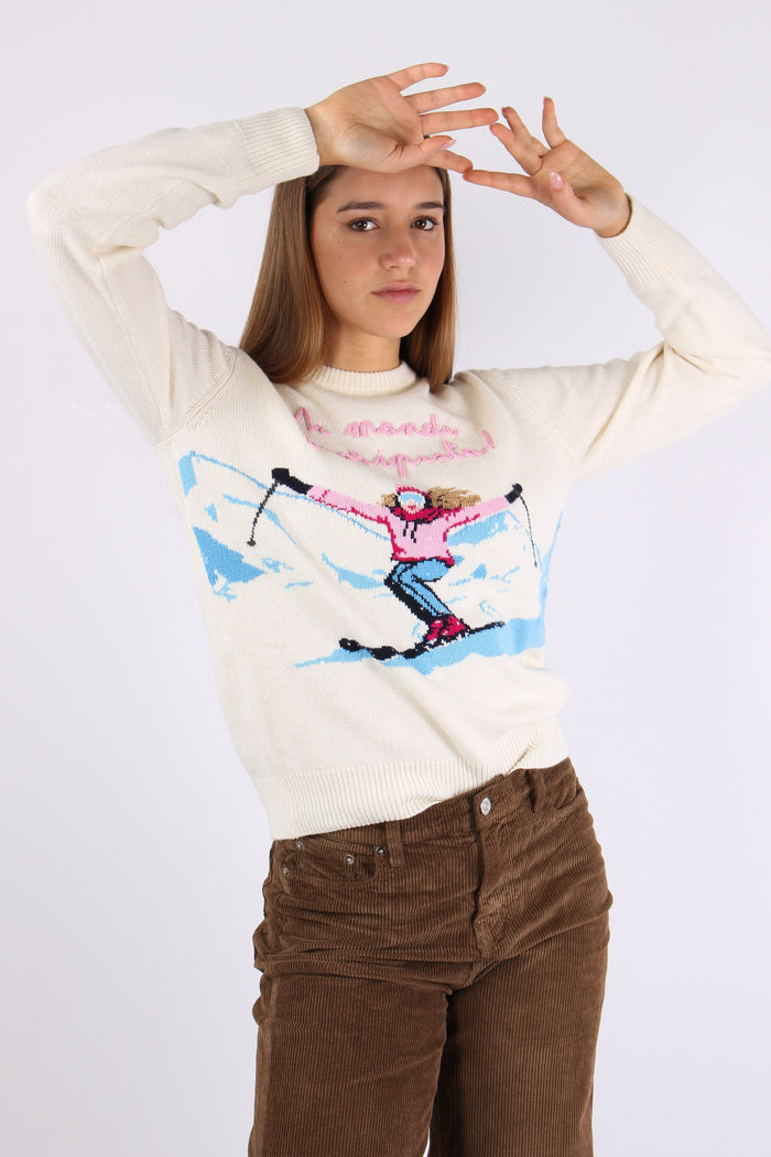 Girocollo Mi Mandi Fuori Pista Bianco-3