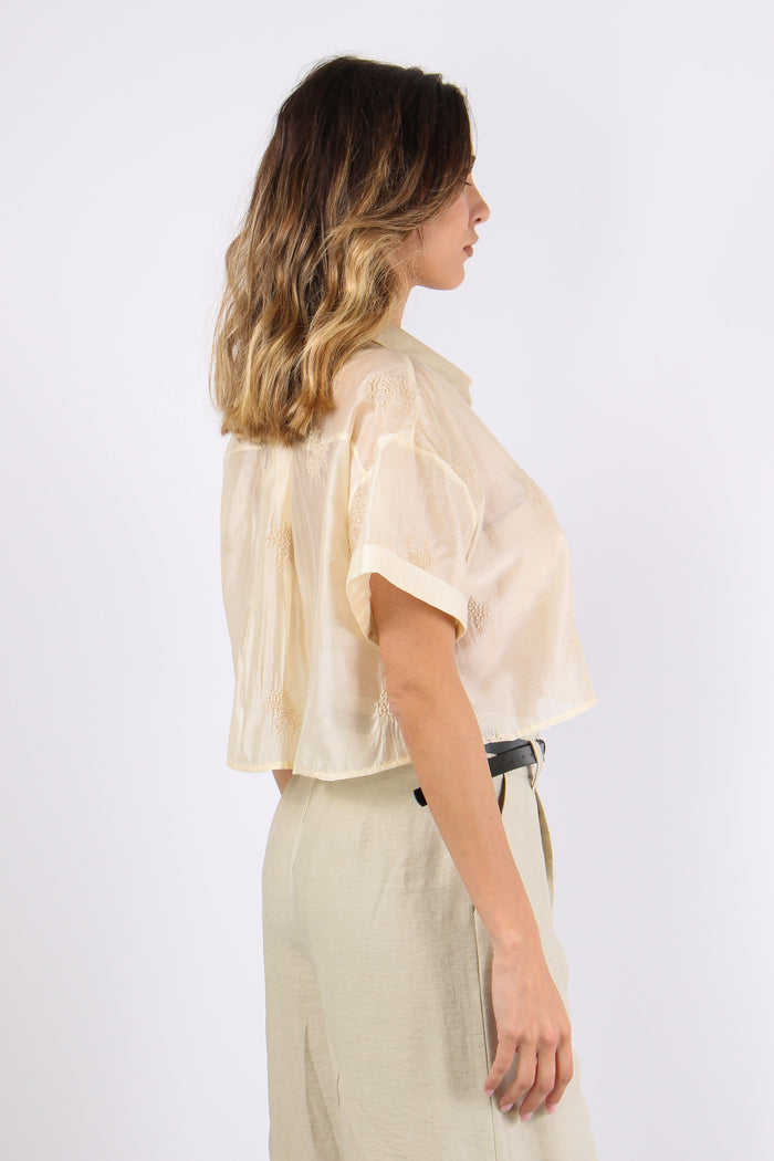 Camicia Corta Mussola Ricamo Naturale-6