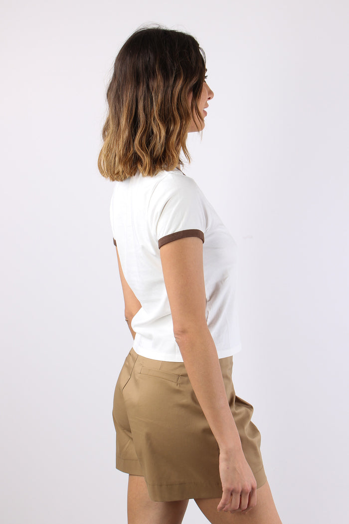 T-shirt Scritta Profilo Contrasto Bianco-6