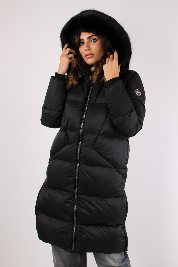 Piumino Lungo Ecopelliccia Nero-2