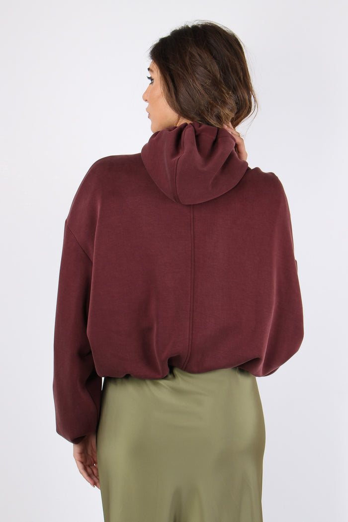 Felpa Modal Fodera Cappuccio Bordeaux-4