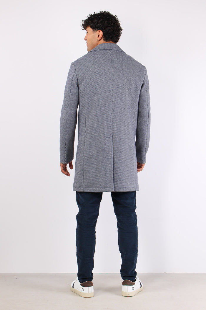 Cappotto Monopetto Puntinato Blu-7