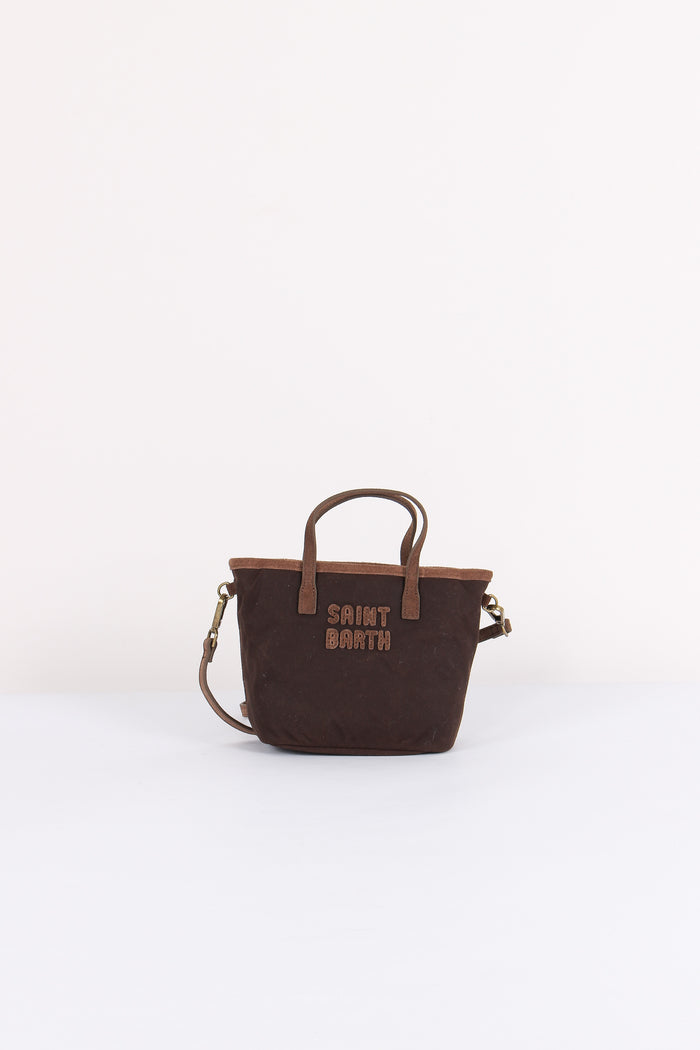 Borsa City Mini Ricamo Logo Brown