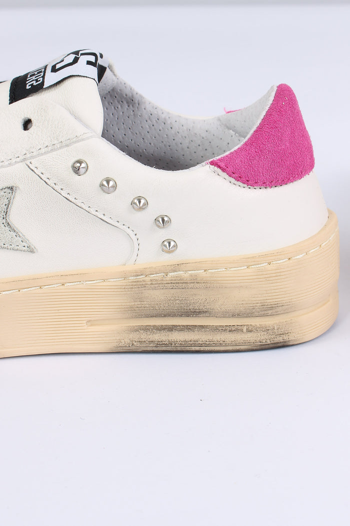 Sneakers Enjoy Star Borchie Bianco/fucsia-8