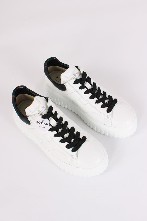 Sneaker Platform Suola Riga Bianco/nero-2