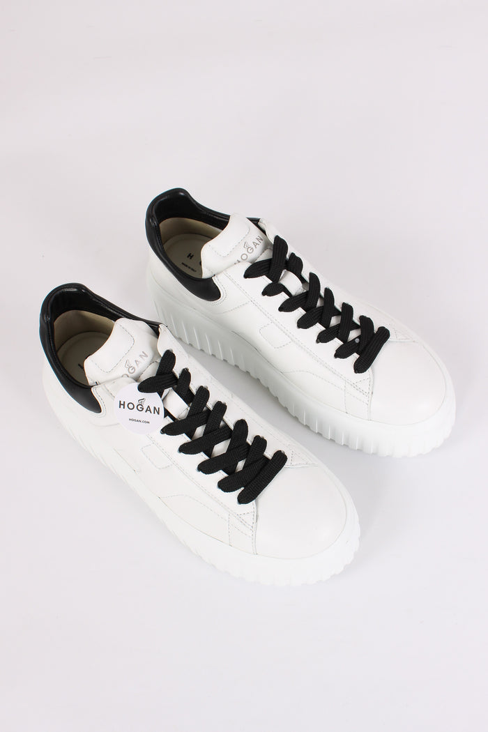 Sneaker Platform Suola Riga Bianco/nero-2