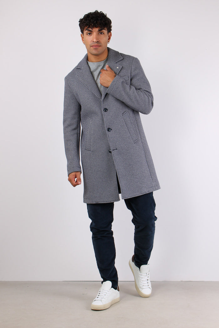 Cappotto Monopetto Puntinato Blu-4