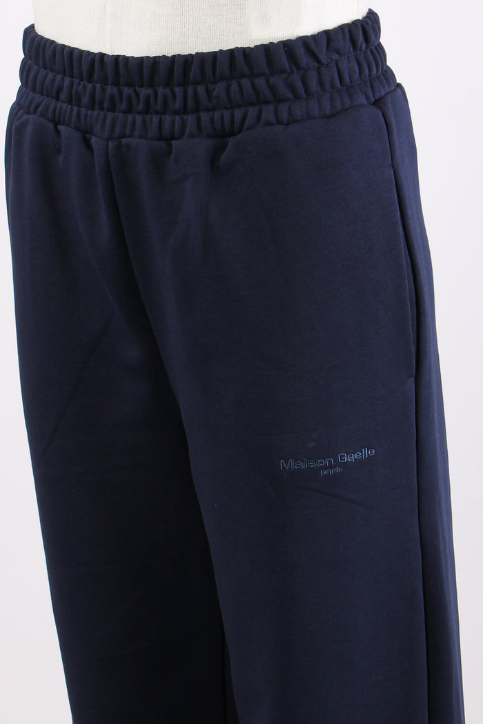Pantalone Felpa Ricamo Logo Blu Notte-6