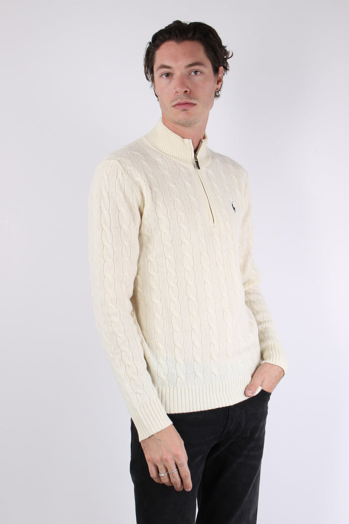 Felpa Mezza Zip Tecnica Cream-8