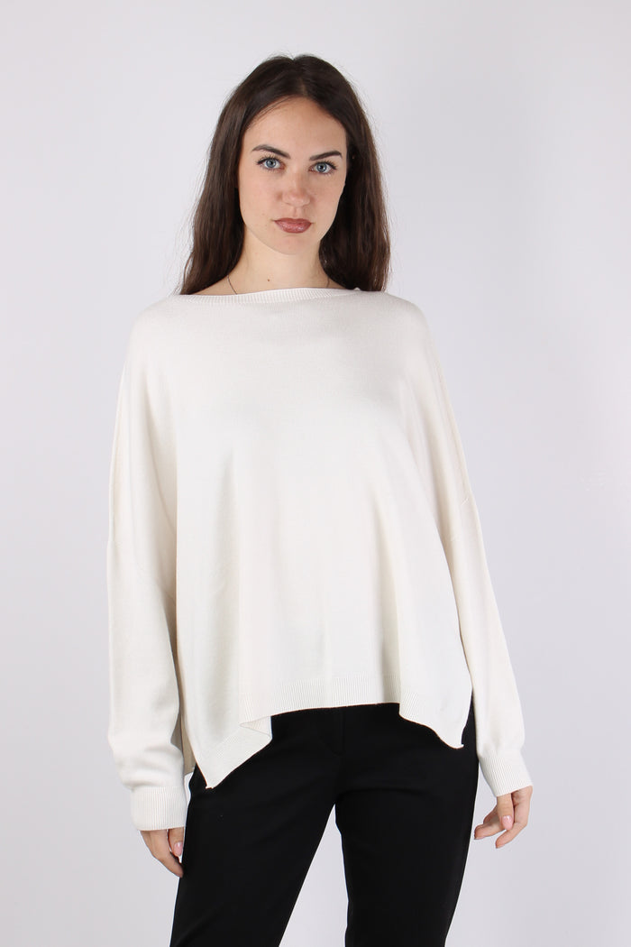 Maglia Girocollo Viscosa Off White-3