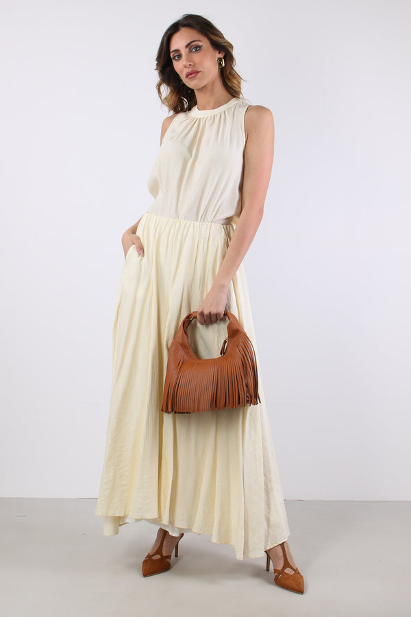 Top Allaccio Collo Coulisse Avorio
