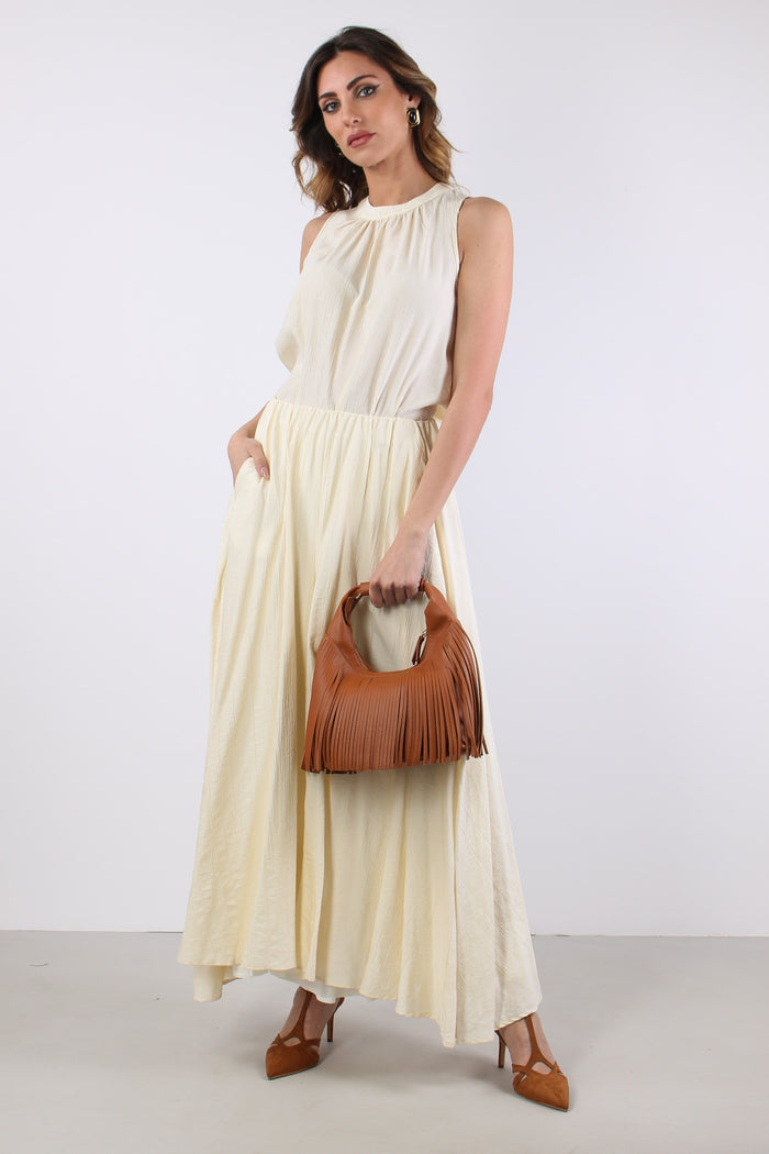 Top Allaccio Collo Coulisse Avorio