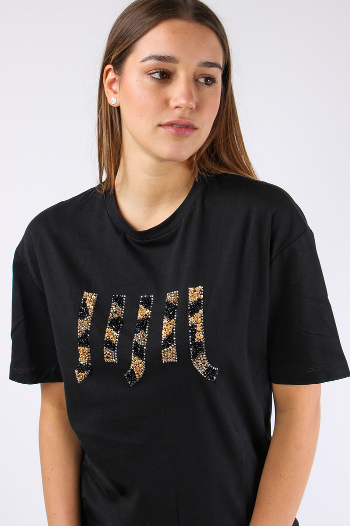 T-shirt Logo Strass Black-7