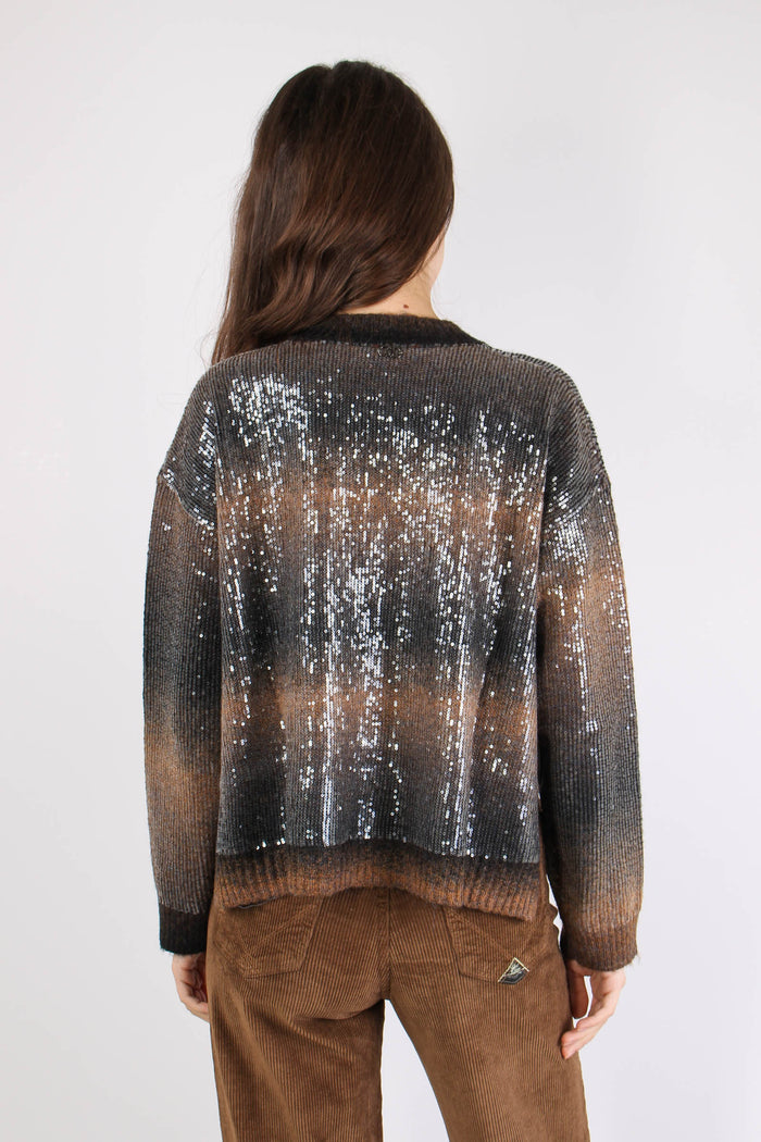 Maglia Riga Paillettes Brown Shaded-4
