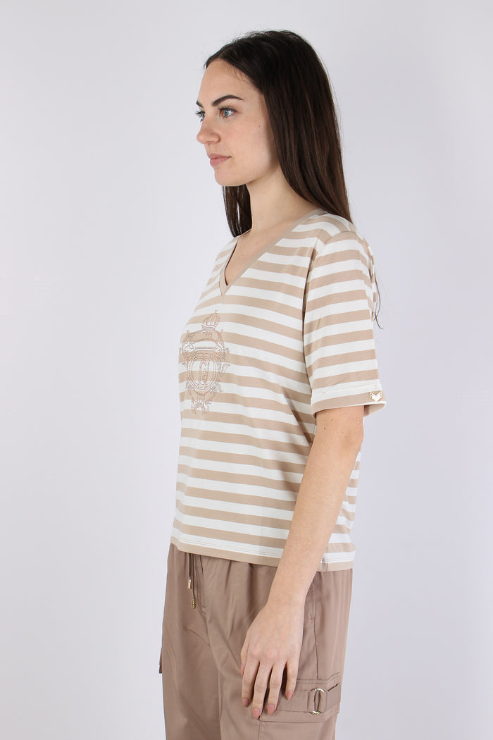T-shirt Riga Scollo V White/almond-6