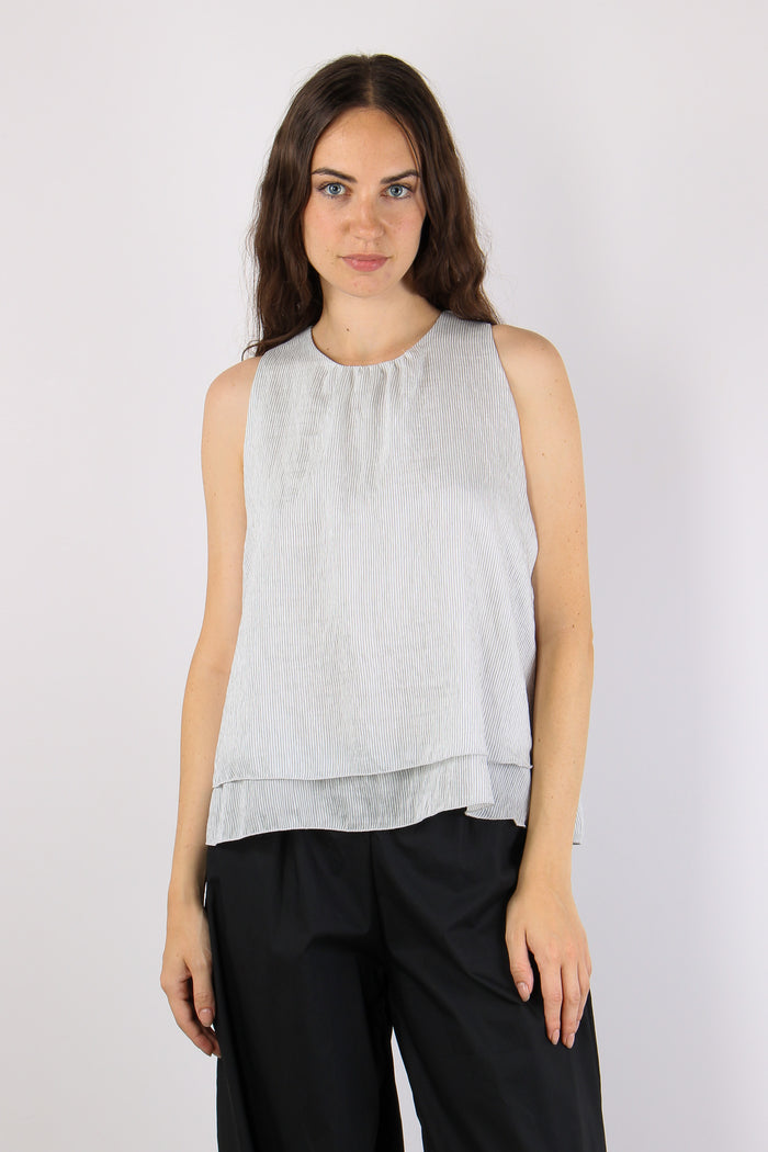 Top Doppiato Riga Viscosa Bianco/nero