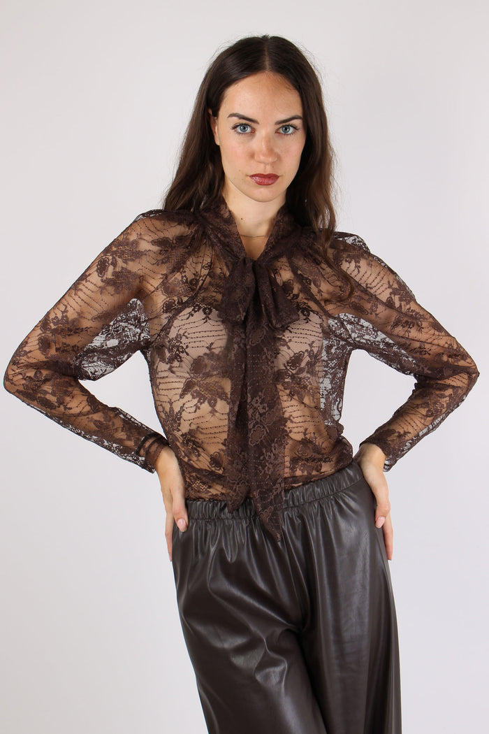 Blusa Fiocco Pizzo Moro