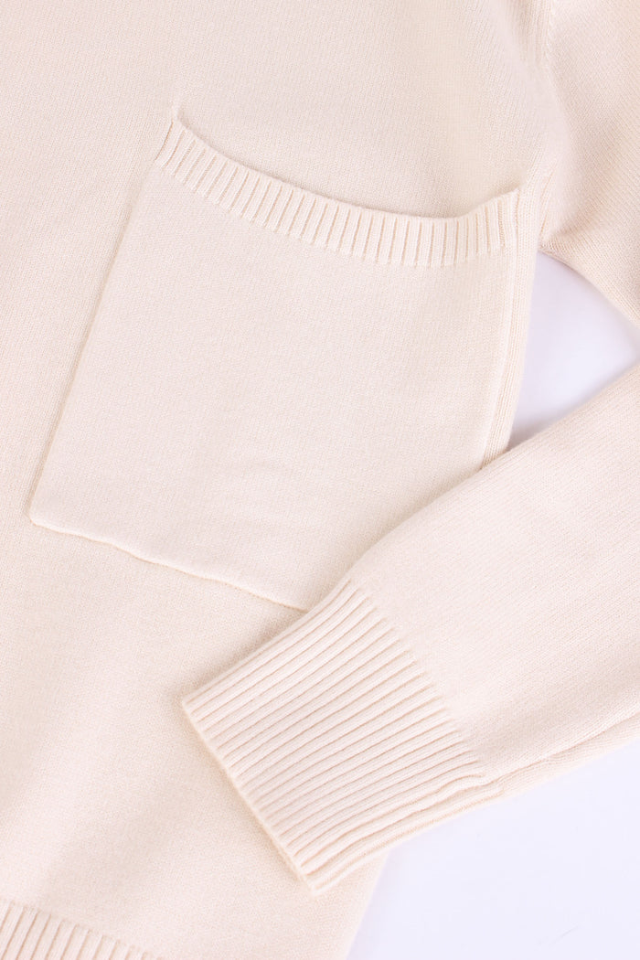 Pullover Cappuccio Lana Battut Beige-3