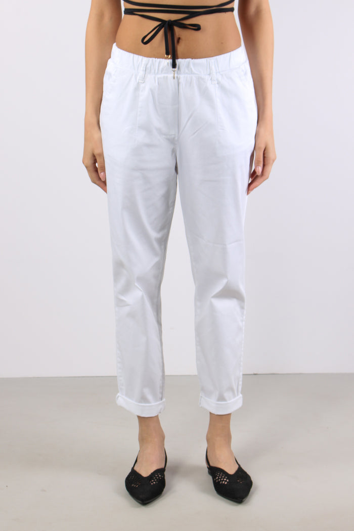 Chino Elastico Rasatello Bianco-2