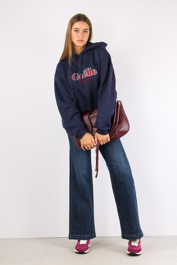 Felpa Over Logo College Blu Scuro-5