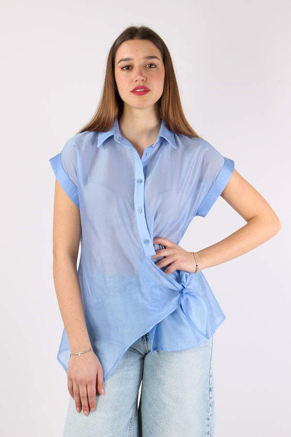 Camicia Mussola Fiocco Lateral Azzurro-2