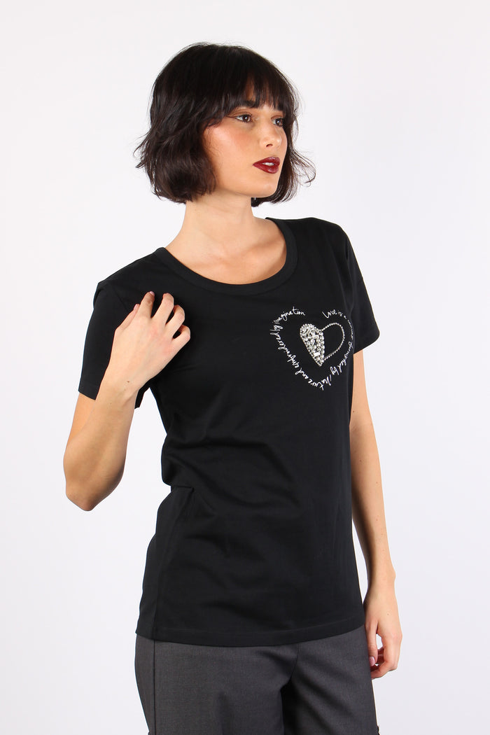 Palmira T-shirt Ricamo Black-4