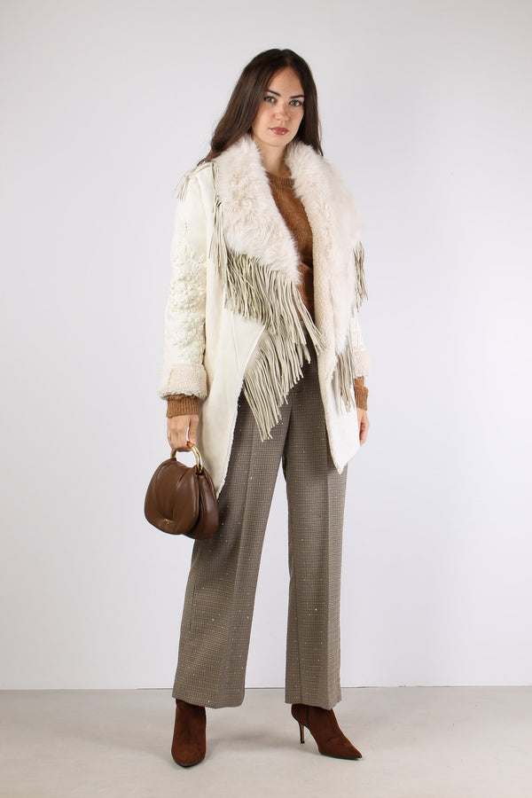 Montone Frange Ricamo Unica