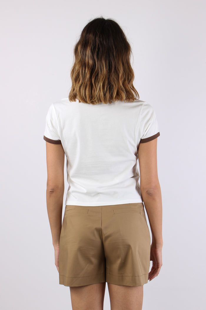 T-shirt Scritta Profilo Contrasto Bianco-4