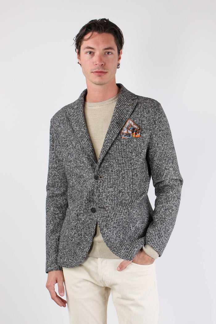 Giacca Micro Quadro Bianco/nero-2