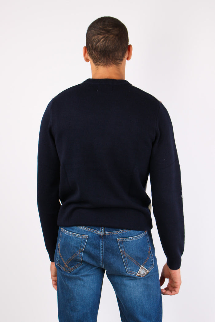 Maglia Losanghe Lana Cashmere Navy/grigio-4